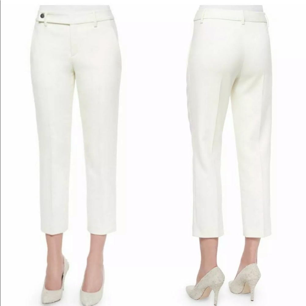 Helmut Lang Cropped Double Woven Wool Blend Pants